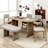 Solid Wood Dining Table Set With Bench - 6-Piece Upholstered Rectangular Dining Room Table Set With Bench-1847791382