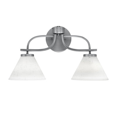 Unia 2 Light Bath Bar Shown In Graphite Finish With 7" White Muslin Glass