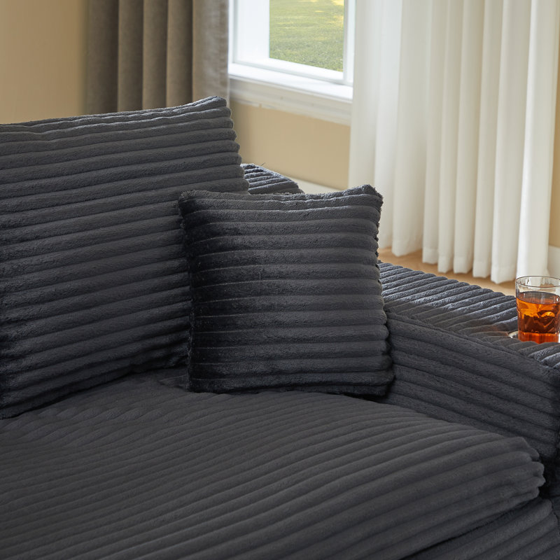 Canapé modulaire rembourré en mousse à compression 98,4 po avec méridienne et poche latérale, Left Hand Facing, Gris