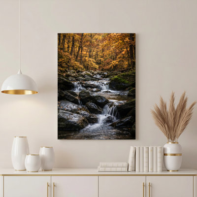 «Gallery Wrap», art mural sur toile pour le salon, la chambre à coucher, le bureau ou le vestibule - décoration murale décorative avec ruisseau d'automne
