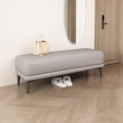 Long banc en cuir gris et gris