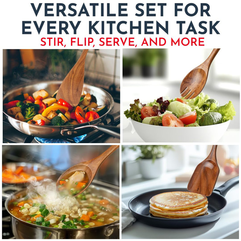 Premium Teak Wood 6-Piece Cooking Utensil Set