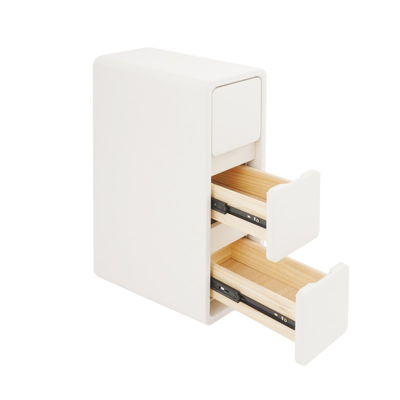 Bedside Table With Three Drawers(15.75*7.87*22.83 In), White