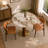 3-Piece Modern Bistro Dining Set, 33.5" Round Sintered Stone Table with Fluted Rubber Wood Pedestal Base and 2 Upholstered Dining Chairs for Small Spaces-382552028