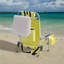 Chaise de plage pliante jaune pâle avec dossier réglable à 5 positions, cadre en aluminium et capacité de charge de 100 kg