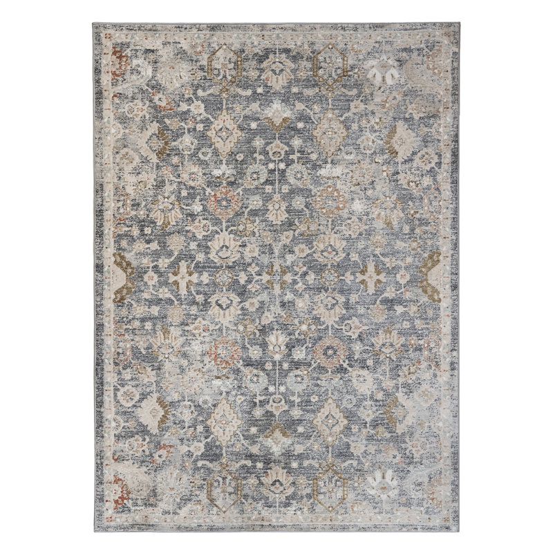 Tapis traditionnel en polyester de qualité supérieure Sandrah, Rectangle 3 pi 3 po x 4 pi 11 po