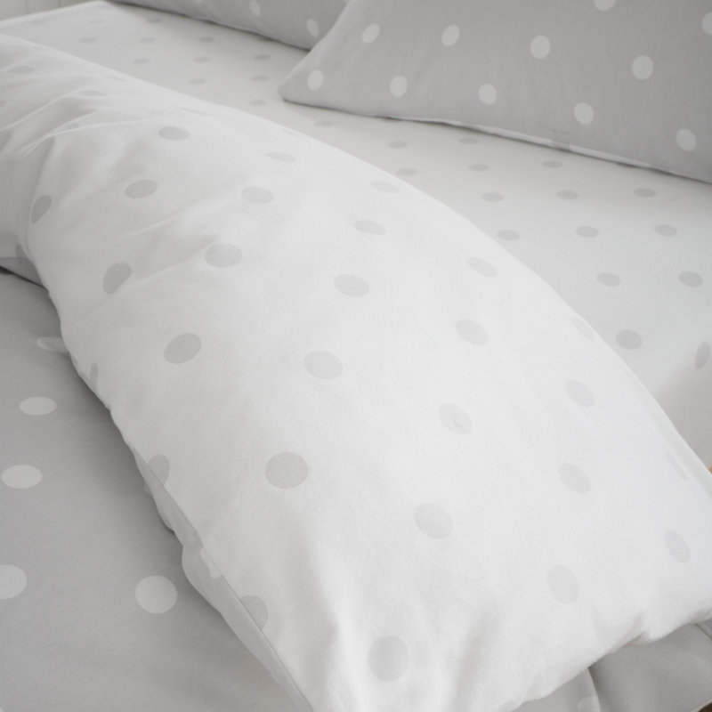 Brushed Polka Dot Cotton Fitted Sheet, Grey, Kingsize (5')