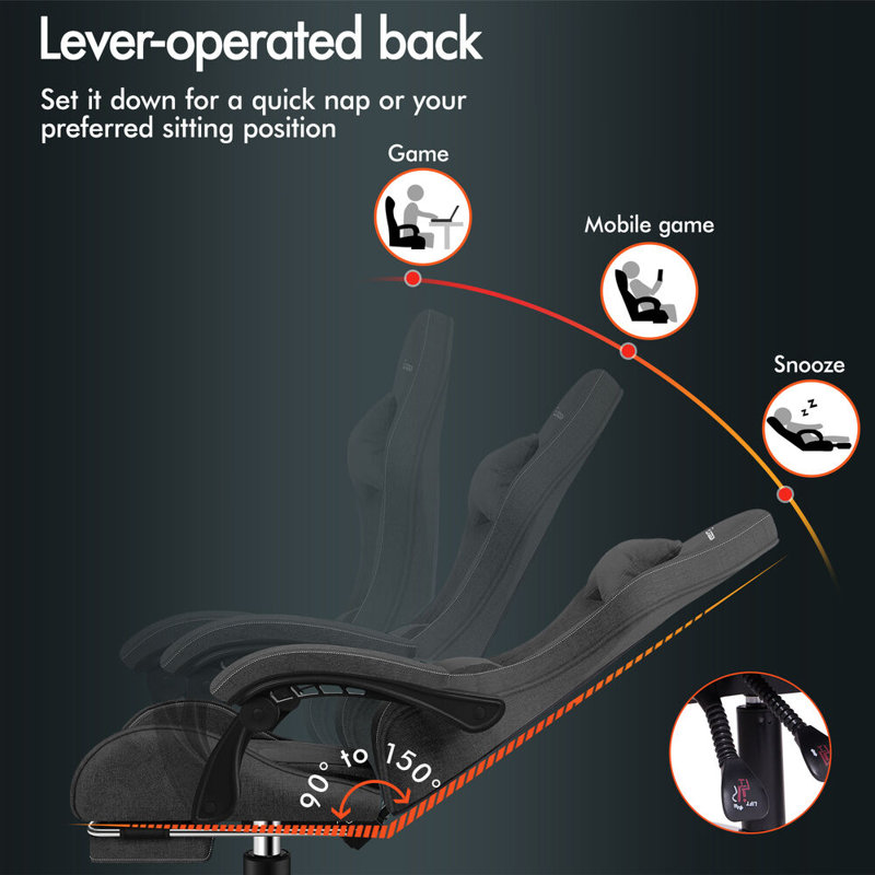 PC & Racing Game Chair, Dark Grey