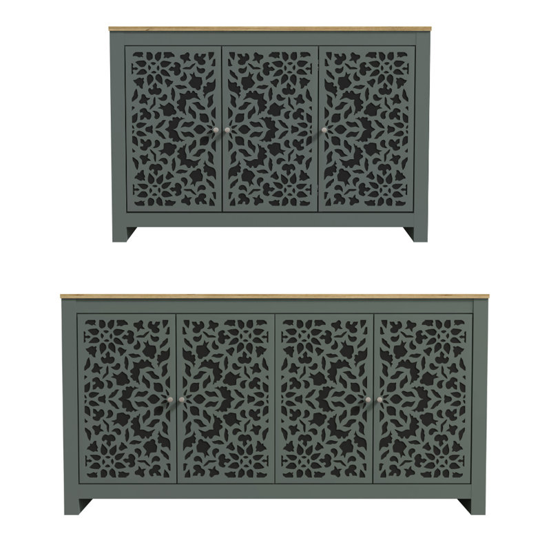 Arrastia Transitional Coordinated Dining Storage Sideboard Set Of 2, Black Oak