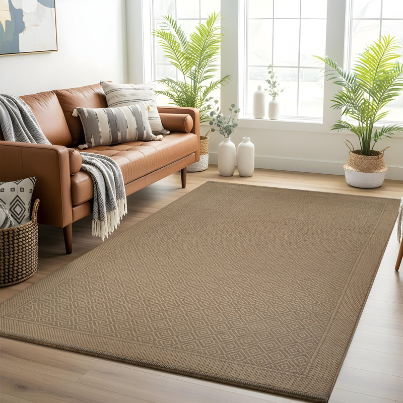 Machine Washable, Non Slip, Non Slip Jute Boho Area Rug Tan/Beige, Rectangle 79 x 152cm