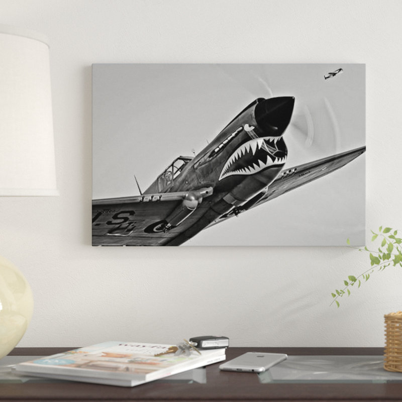« a curtiss p-40e warhawk », reproduction de photo sur toile, H 12 po x l 18 po x P 1,5 po, Toile tendue, Pas de tapis