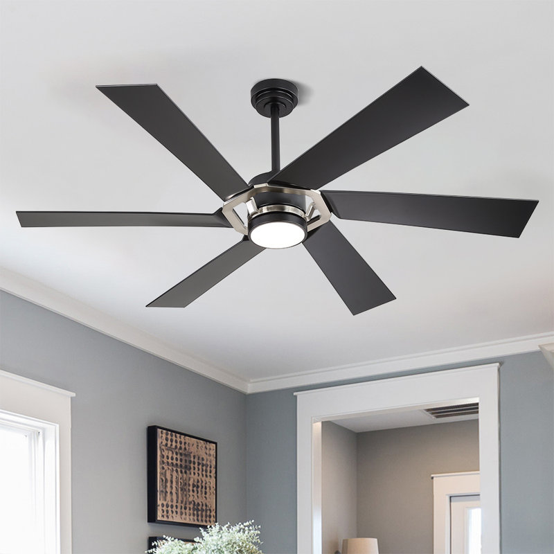 Lucienne 60'' Smart Indoor Ceiling Fan with LED Lights, Matte Black, Matte Black/Nickel
