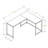 Ellastone White Finish L Shape Computer Desk with White Metal Legs, 29.89" H X 57.96" W X 43.77" D