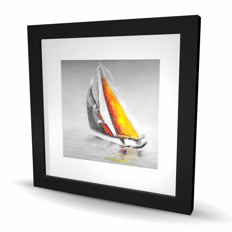 Bateau à voile deux couleurs - décor encadré mat gris mer