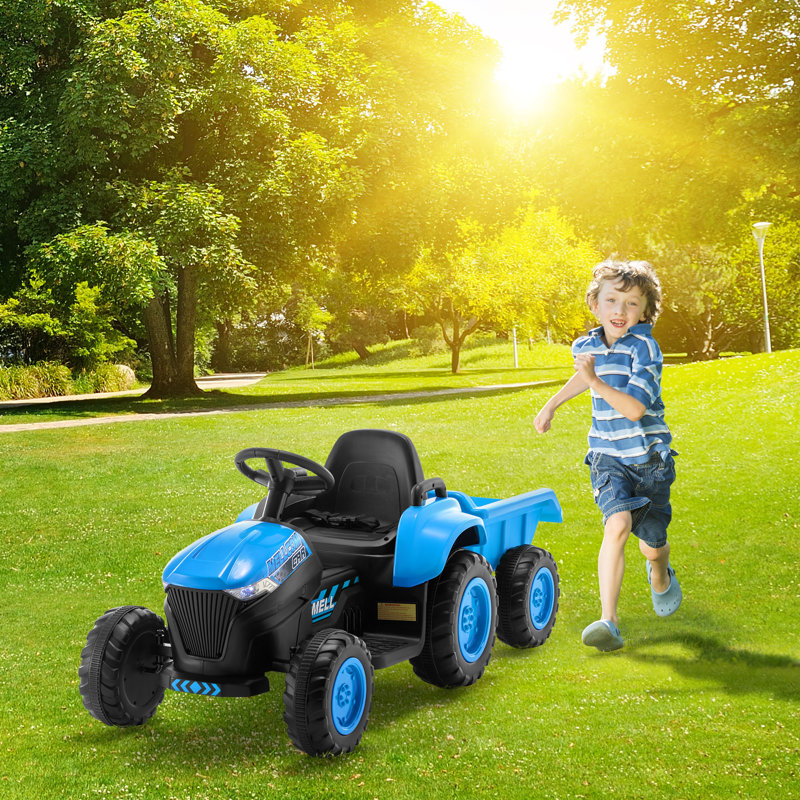 Blue 12V Kids Ride-On Tractor with Remote Control