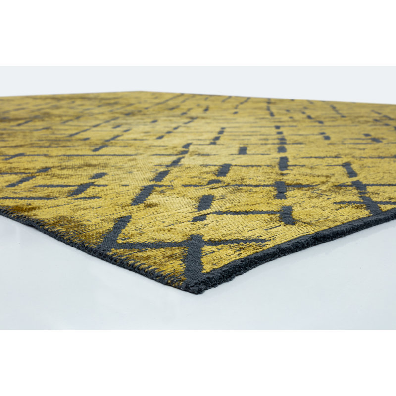 Rapture Green Abstract Luxury Area Rug, Rectangle 7'10" x 11'2", Ochre Yellow