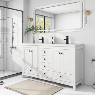 Ensemble de meuble-lavabo double 60 po avec plateau en résine Wimer