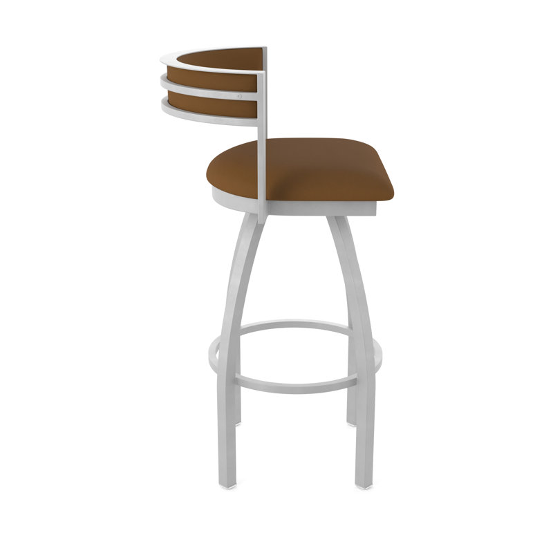 Tabouret Artémis, Nickel anodisé, Tabouret de comptoir (siège d'une hauteur de 25 p, Vinyle - chaume Canter