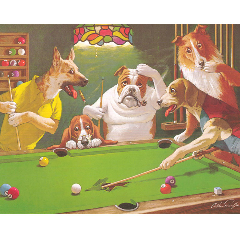 Dogs Playing Pool Jack the Ripper IMA-S328b, 36'' H x 45'' W