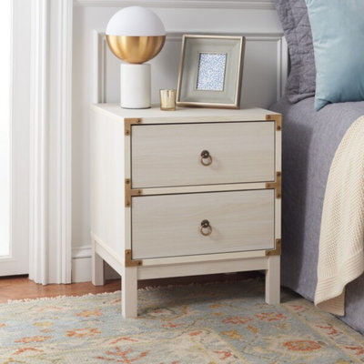 15.4'' W Nightstand with 2 Large Drawers, Vintage Style Solid Wood Side Table for Any Room & Office
