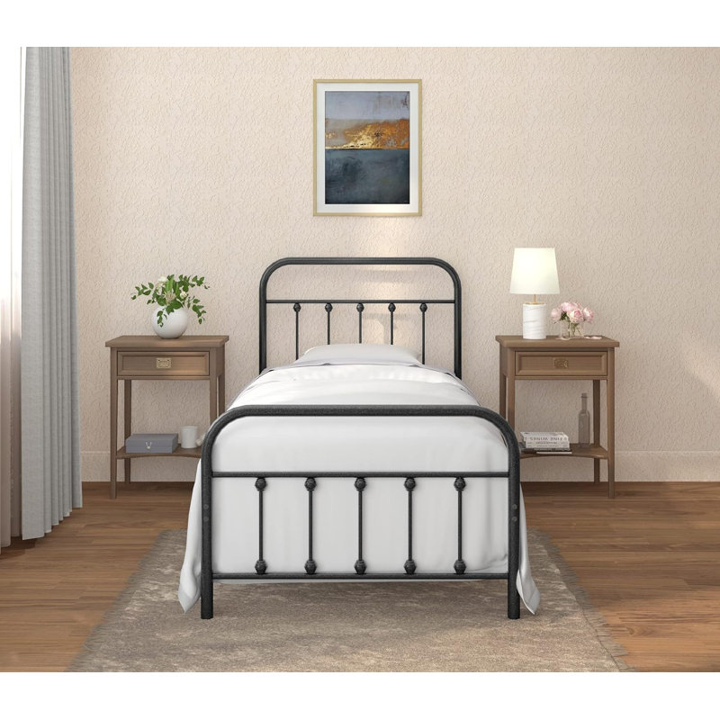 Ernestin Metal Open-Frame Bed, Twin, Black