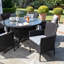 Dubose 6 - Person Wicker Patio Dining Set with Round Table , Cushions Included-123335537-122721473