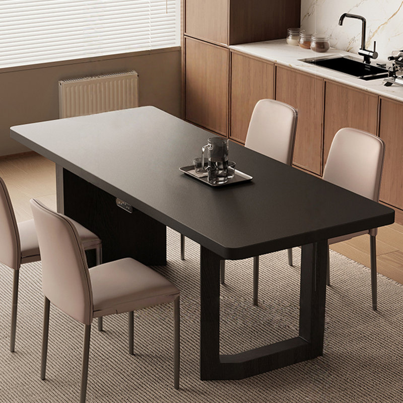 Table de salle à manger noire matte robuste et facile à nettoyer, H 29,52 po x L 70,86 po x l 31,49 po