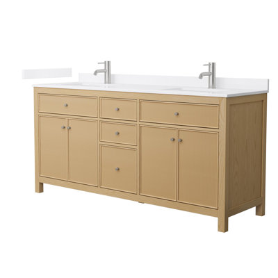 Pendry 72" Freestanding Double Bathroom Vanity with Cultured Marble Top