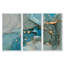 Turquoise doré infusé marbre - ensemble d'art moderne sur toile encadrée moderne de 3-874126551-874126555