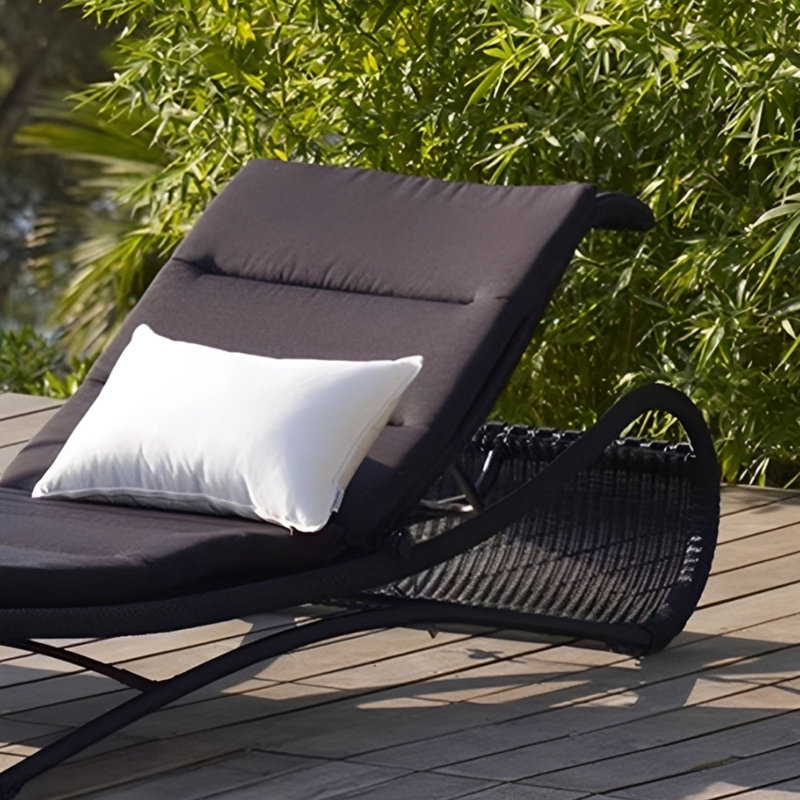 Fauteuil inclinable pour l'extérieur, Noir