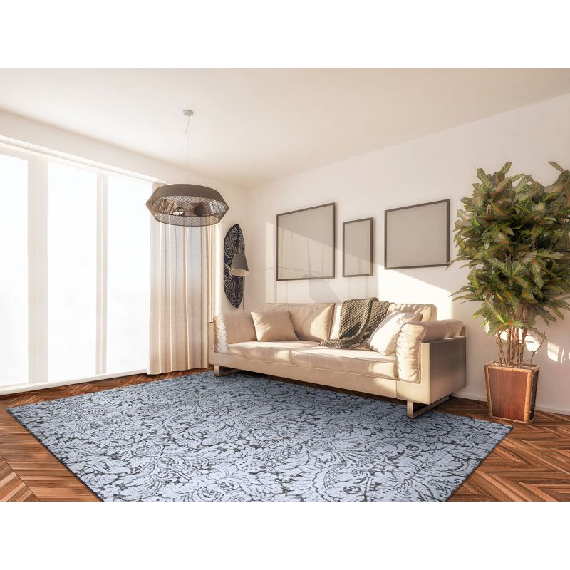 Tapis gris floral Roger, Rectangle 5 pi 3 po x 7 pi 6 po