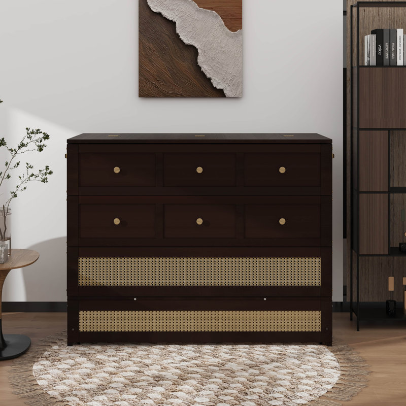 Full Size Murphy Bed With Drawers, Espresso