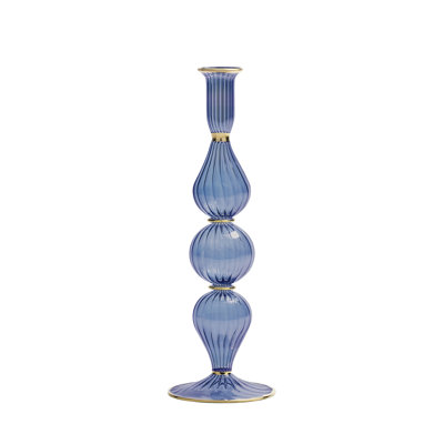 F2023 11'' H Glass Tabletop Candlestick