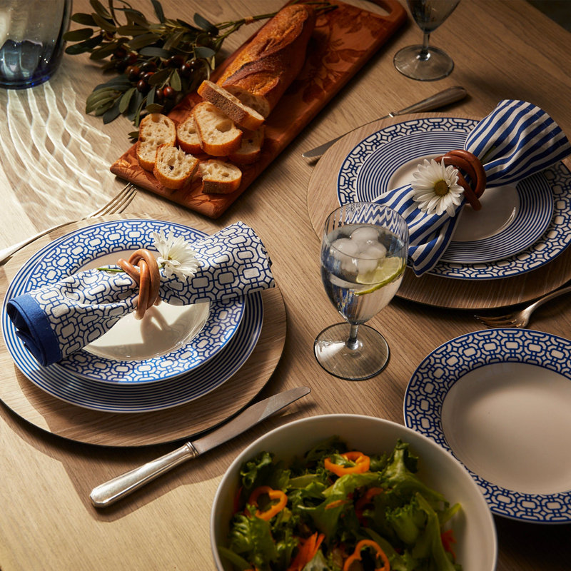 Newport 100% Cotton Square Napkins, Blue/White