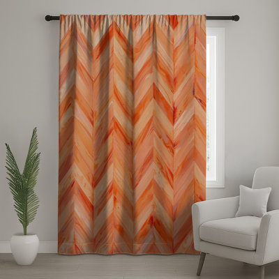 Rideaux orange à motif de chevrons, voilages et voilages à motif de chevrons - 1 panneau