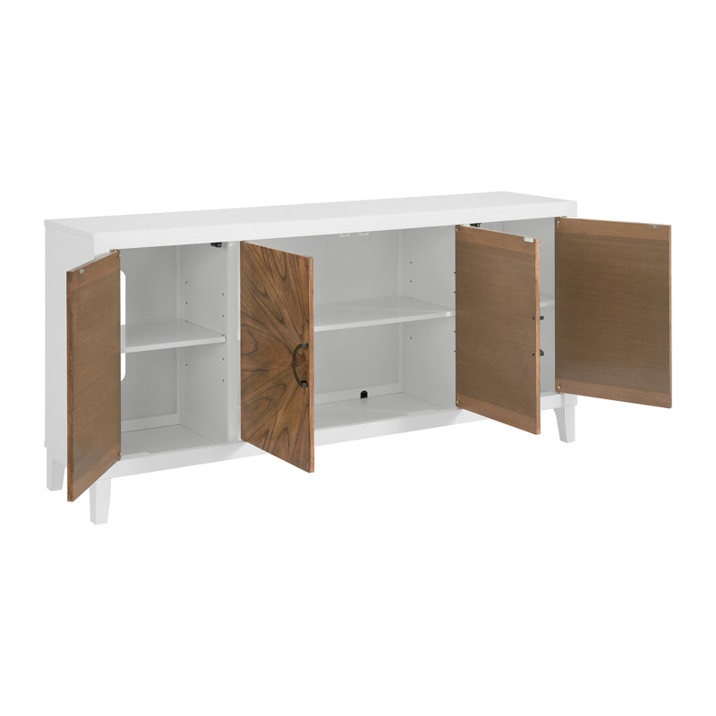 Buffet en bois Bodha, Blanc / brun