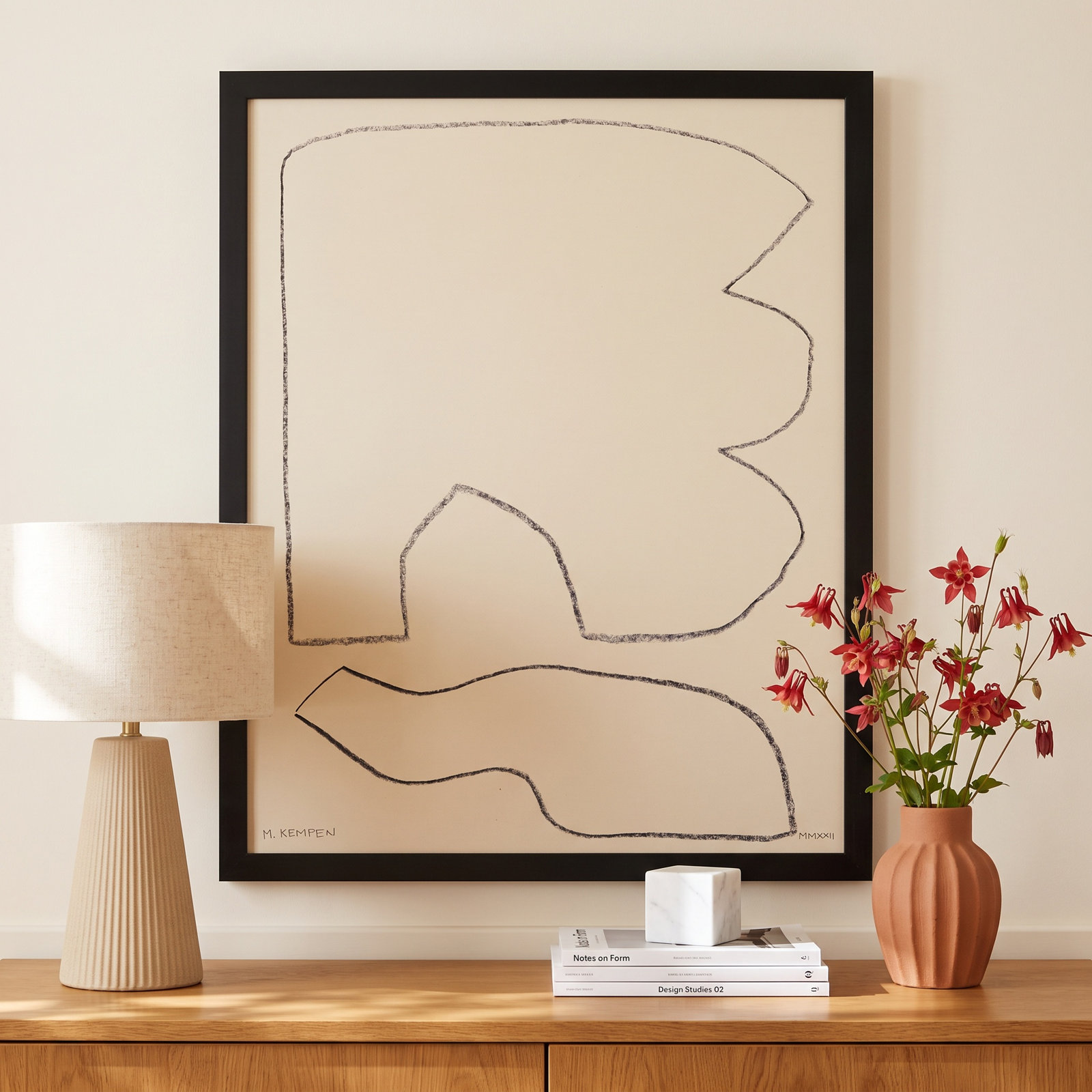 Freya "Outlines 3" Print, 16" W x 20" H, Black Framed
