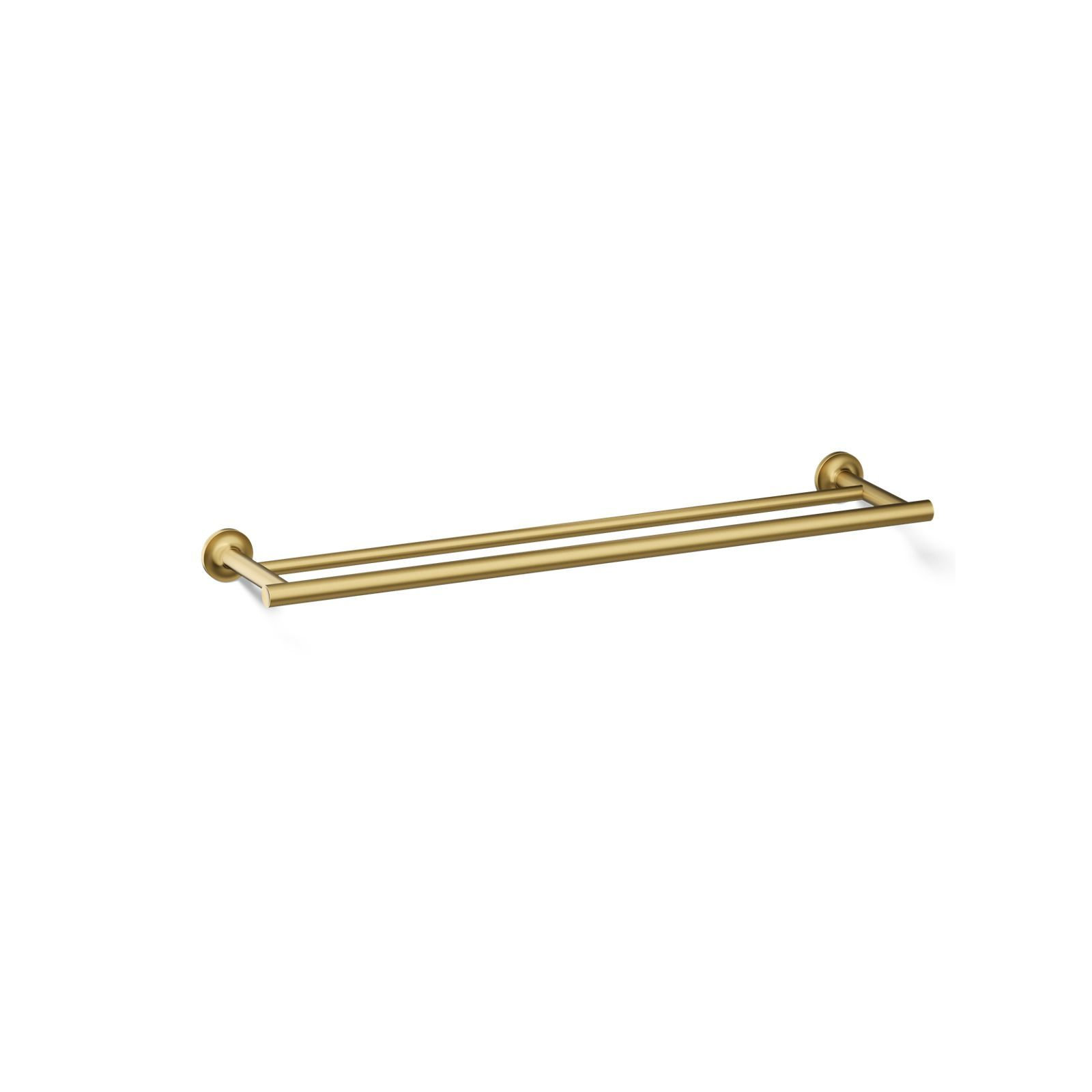 Purist Double 24" Wall Mounted Towel Bar, Vibrant Brushed Moderne Brass