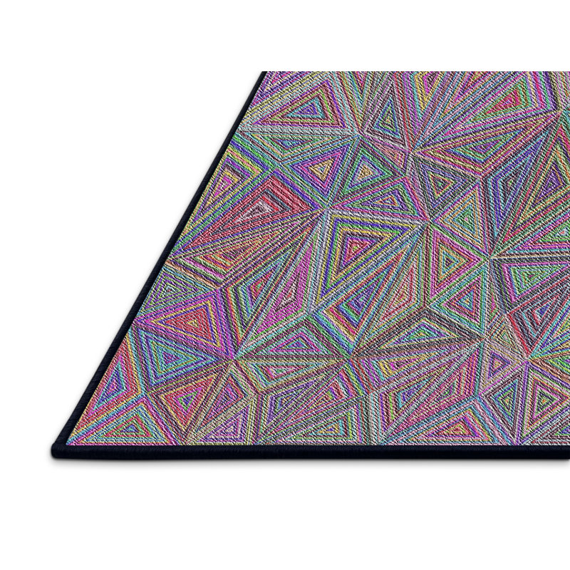 Tapis vert/rouge/brun à motifs, Rectangle 5 pi x 7 pi