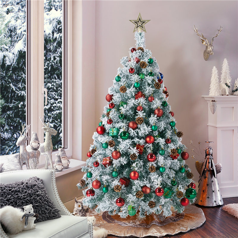 Flocked Artificial Christmas Tree, 4.5 ft.