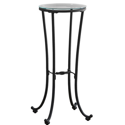 Table d'appoint, côté, bout, support pour plante, rond, salon, chambre à coucher, métal, noir, transparent