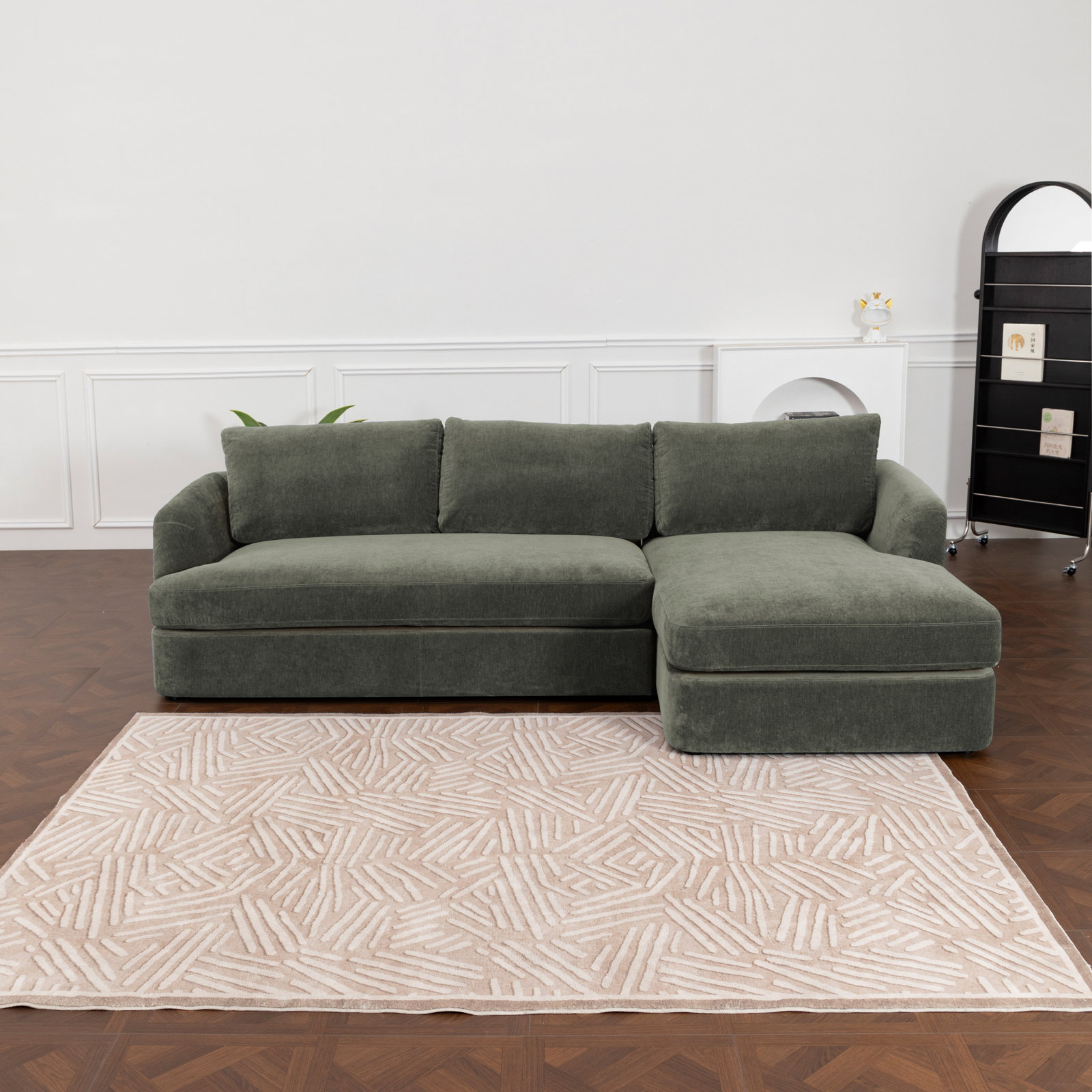 Alameda 109" Velvet Chaise Sectional, Right Hand Facing, Juniper Velvet