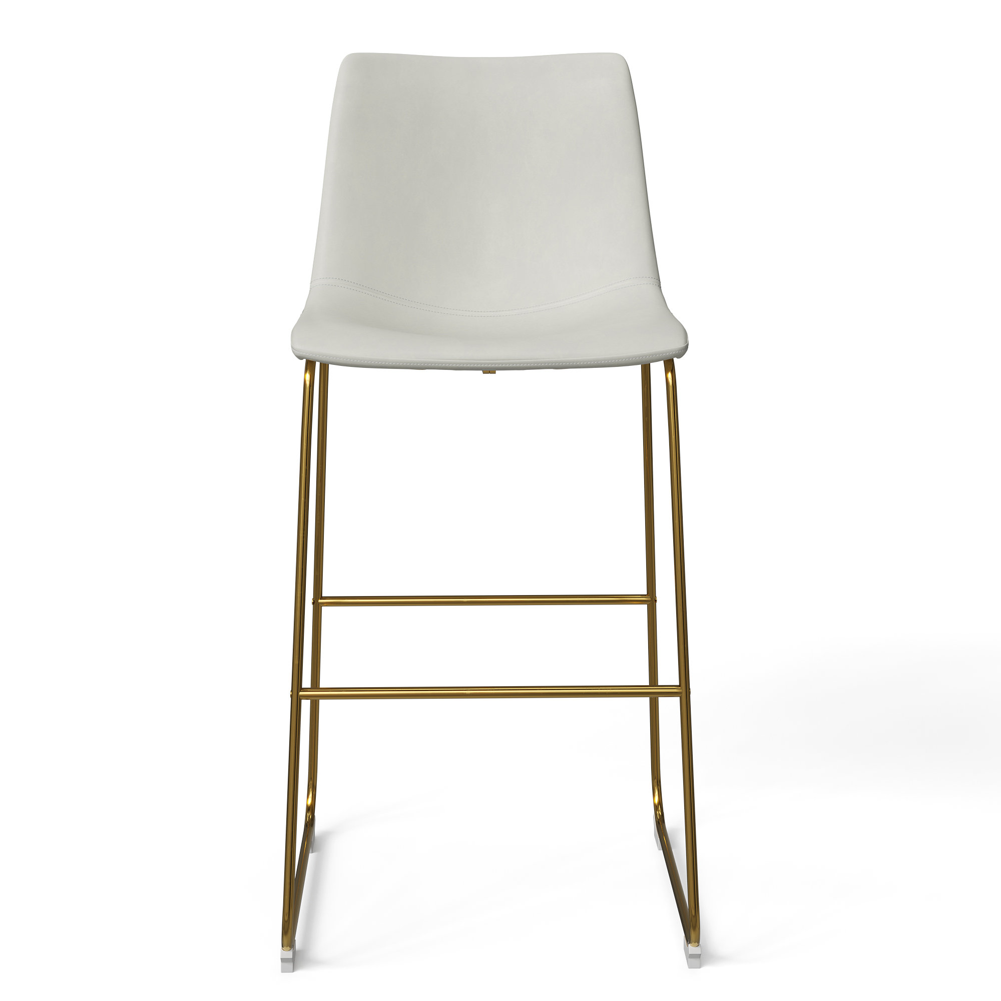 Nia Vegan Leather Bar & Counter Stool, Gold, Vintage Cream, Bar Stool (29" Seat Height)