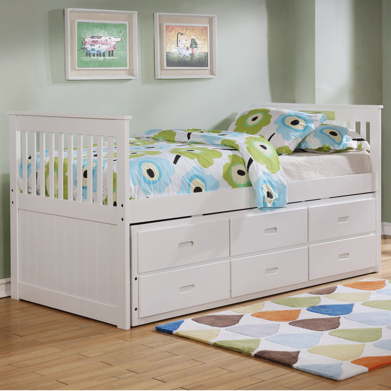 Lit de jour simple avec couchette Woodhaven, Blanc cassé
