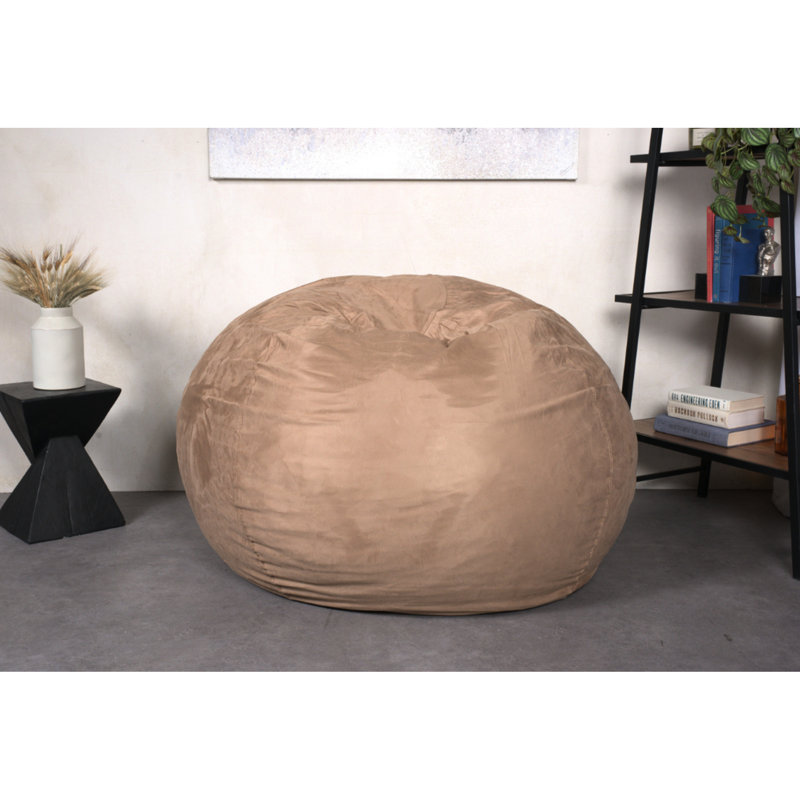 Grand fauteuil à billes Chill Sack confortable avec housse amovible de 5 pieds, Microfibre / microsuède jaune