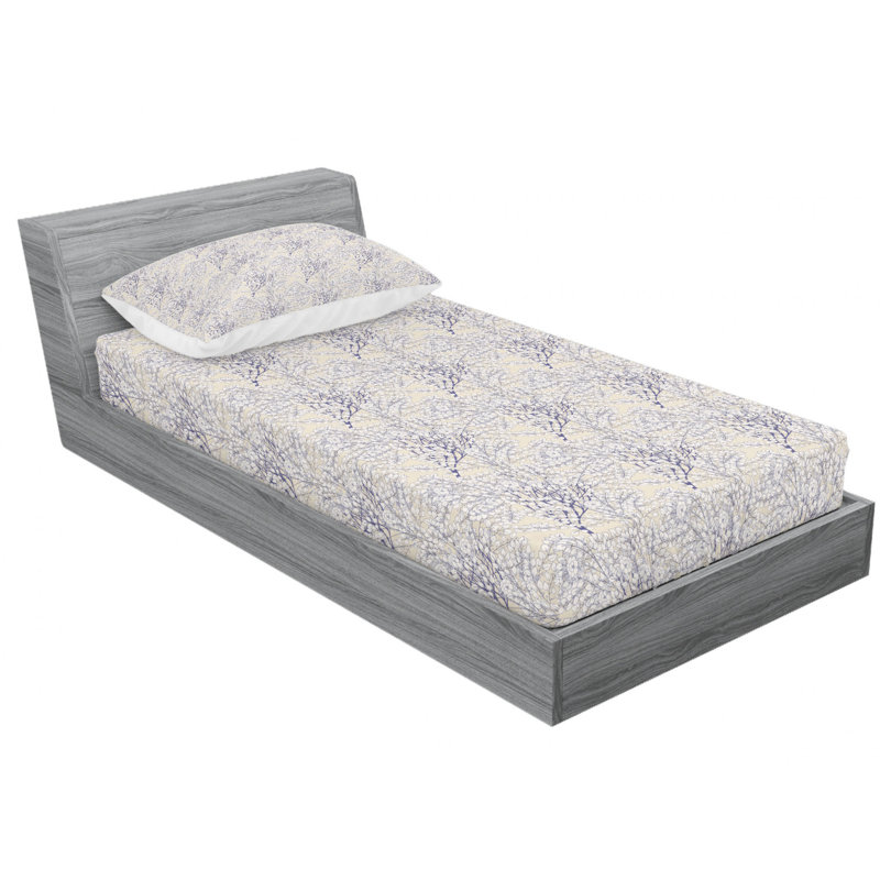 Microfiber Floral Sheet Set, Twin Sheet Set with Fitted Sheet, Leaves Floral