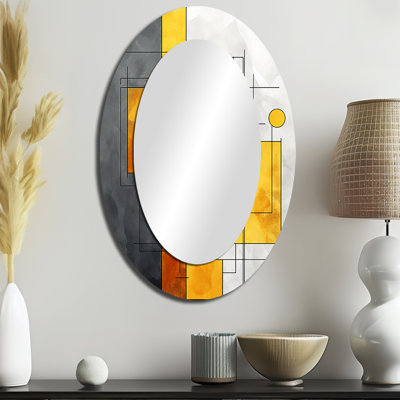 Miroir mural jaune et gris à motif géométrique Fusion 6