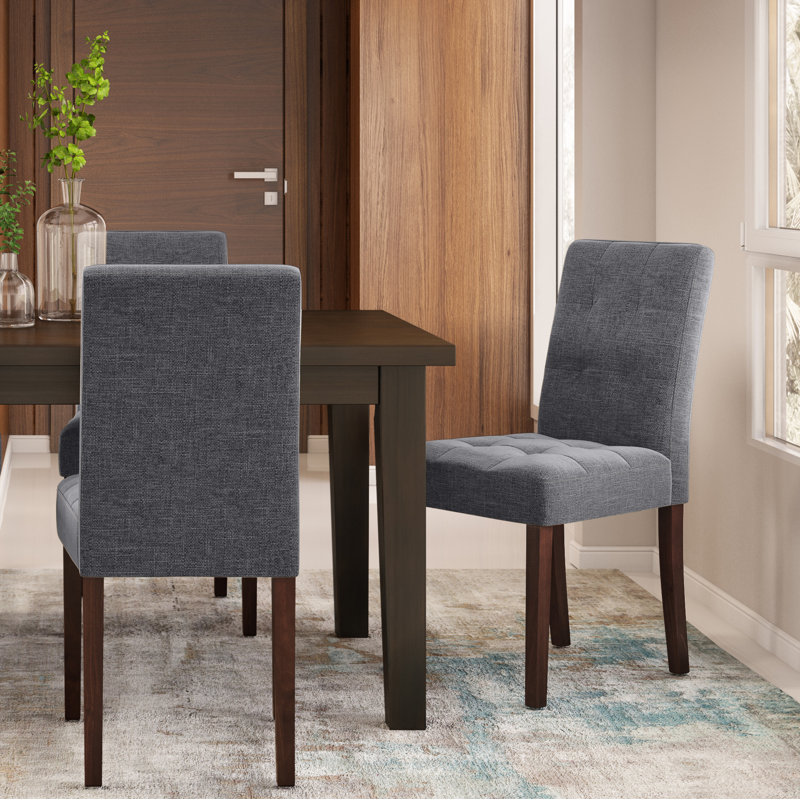 Slate Grey Faux Leather Upholstered Parsons Side Chair