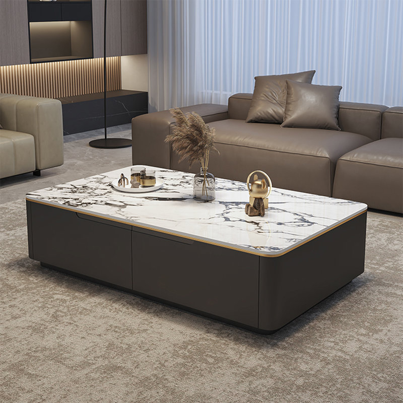 Light luxury rectangular rock table, 15'' H x47.2'' L x 23.6'' W