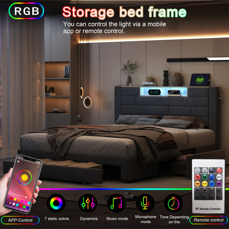 Drawers Bed Frame, Kingsize (5')